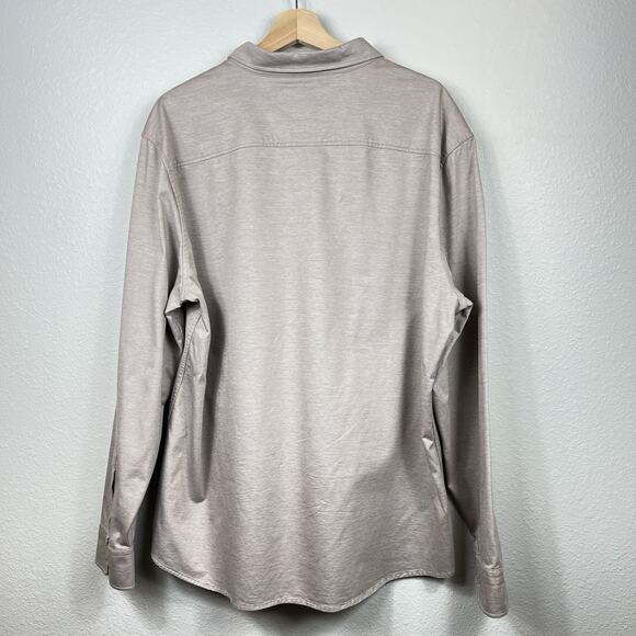 Johnston & Murphy Shirt Mens XL Button Up Flex Tan Geometric Accent Cuffs NWOT - Picture 2 of 10